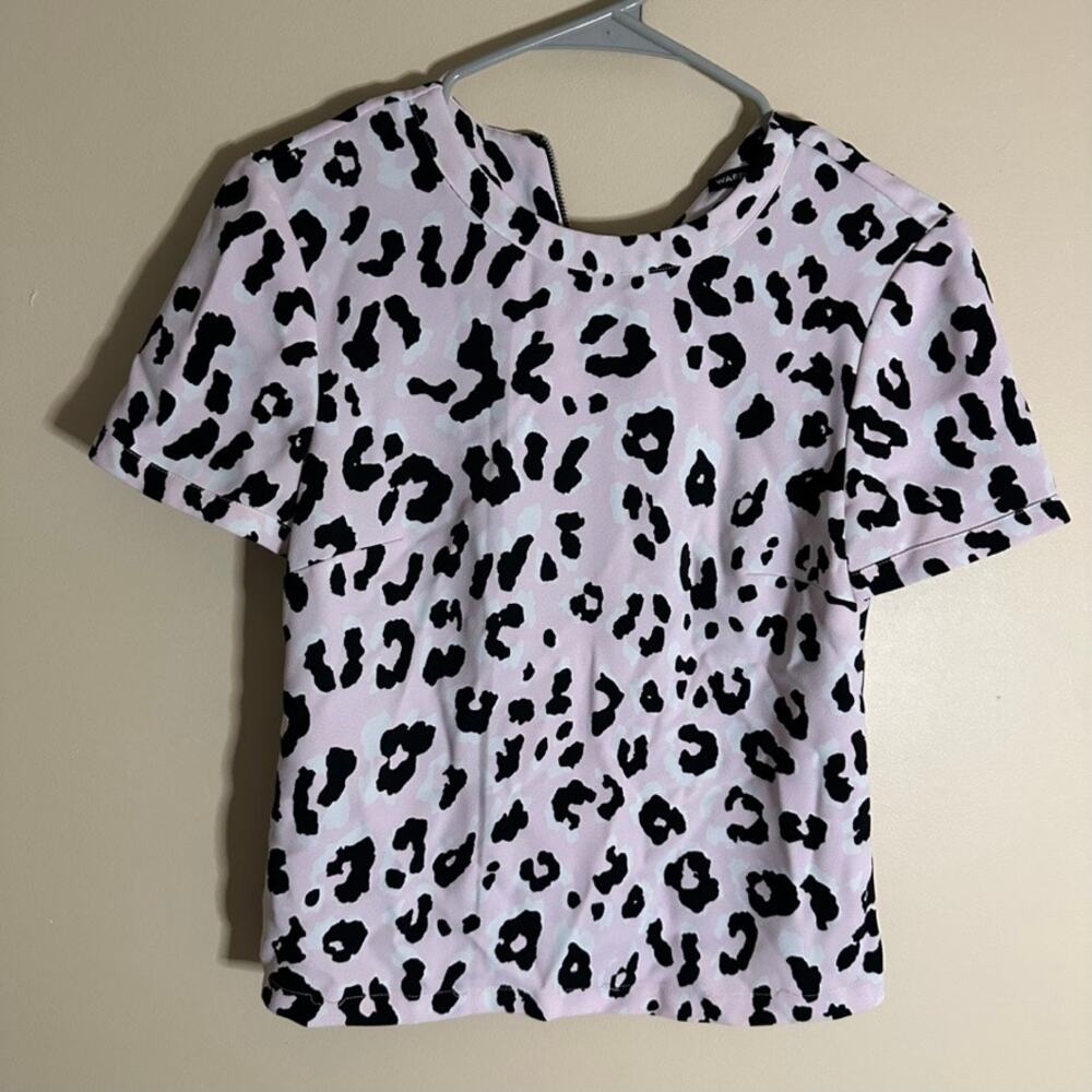 Warehouse Light Pink Animal Print Blouse 2